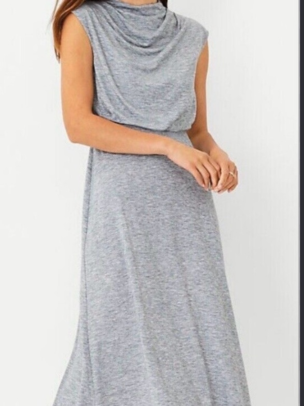 Ann Taylor Classic Grey Sleeveless Midi Dress 12Tall